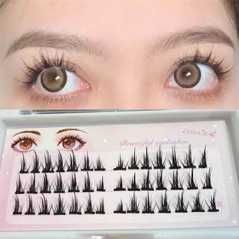 T19 - Little Devil Cos False Eyelashes Natural Simulation Grafting Single Cluster Eyelashes Makeup Beauty Tools