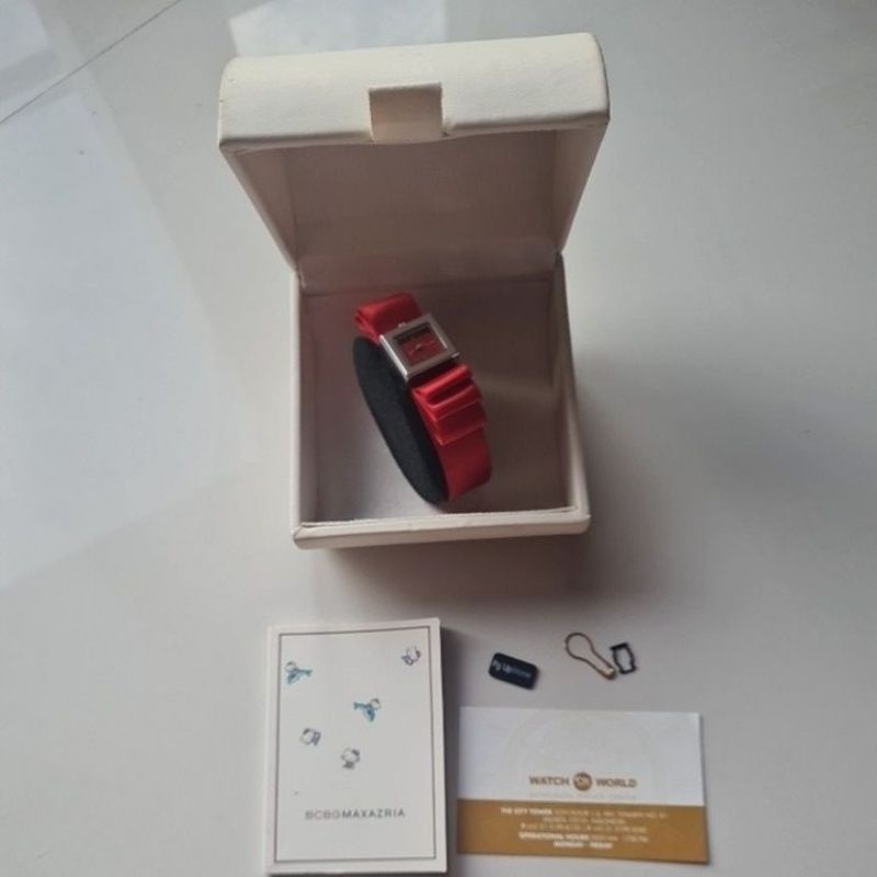 Jam Tangan wanita BCBG MAXAZRIA Hello Kitty Red Satin Ribbon preloved