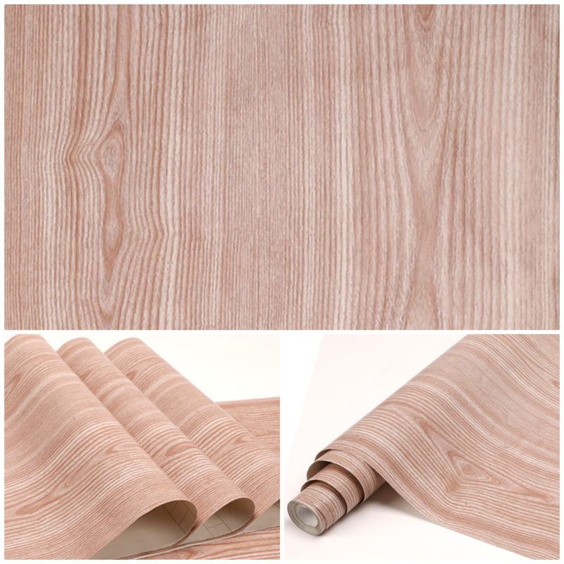 Wallpaper Sticker Dinding Kayu Coklat Muda Mewah