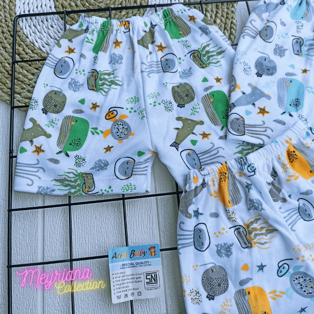 3 PCS Celana Bayi Baru Lahir Celana Pendek Usia 0-6 Bulan TEMA OCEAN Kuliatas Premium SNI Meyriana Collection