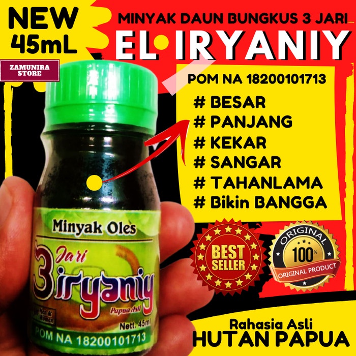 MINYAK OLES PEMBESAR ASLI DAUN BUNGKUS PAPUA 3 JARI EL IRYANIY BPOM