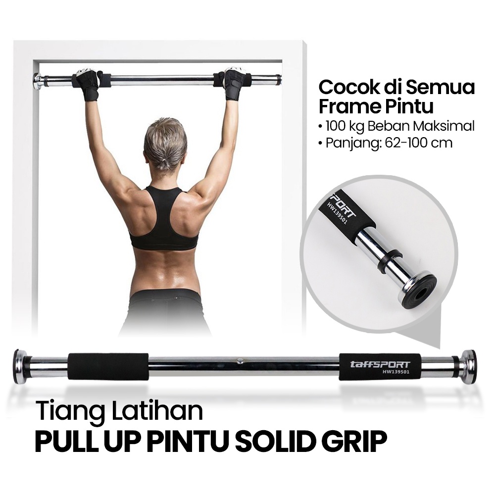 NaVi TaffSPORT Tiang Latihan Pull Up Pintu Solid Grip 62-100cm HW139501 Black Pro