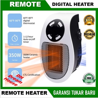 Pemanas Ruangan Portable Heater Digital Remote Control