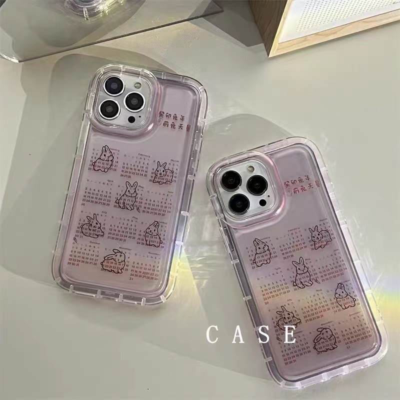 Soft Case Silikon TPU Transparan Motif Kelinci Pink Untuk IPhone 14 13 11 12 Pro XS Max XR X 8 7 6S Plus