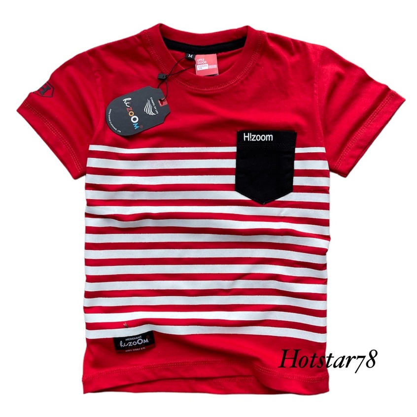 Hizoom Baju Kaos Oblong  Anak Laki - Laki  Warna Merah  Usia 1-12 Tahun Bahan Katun