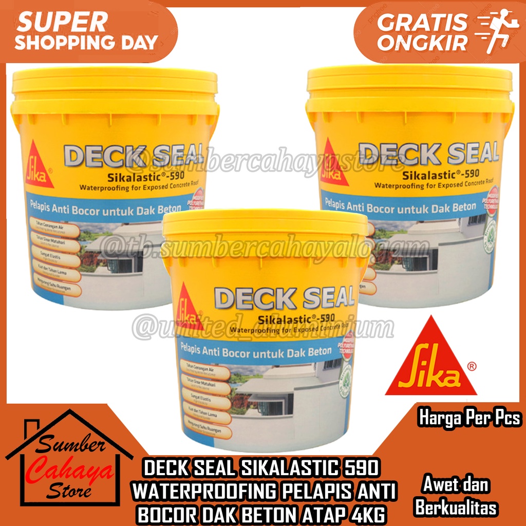 Deck Seal Sikalastic 590 Waterproofing Pelapis Anti Bocor Atap Dak Beton 4Kg Sika Deckseal lapis lap