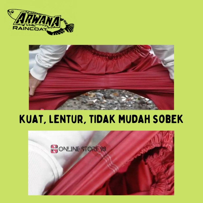 Jas Hujan Arwana Mantol Mantel pria dan Wanita Setelan Baju dan Celan Bahan Karet PVC Garansi Original