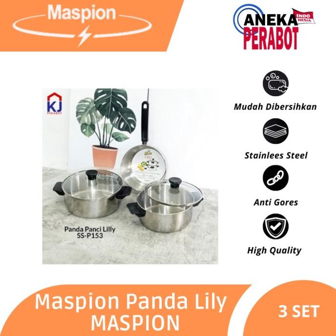 Panci Maspion Panda Lily Stainless Steel - 3 Set Storalinsya
