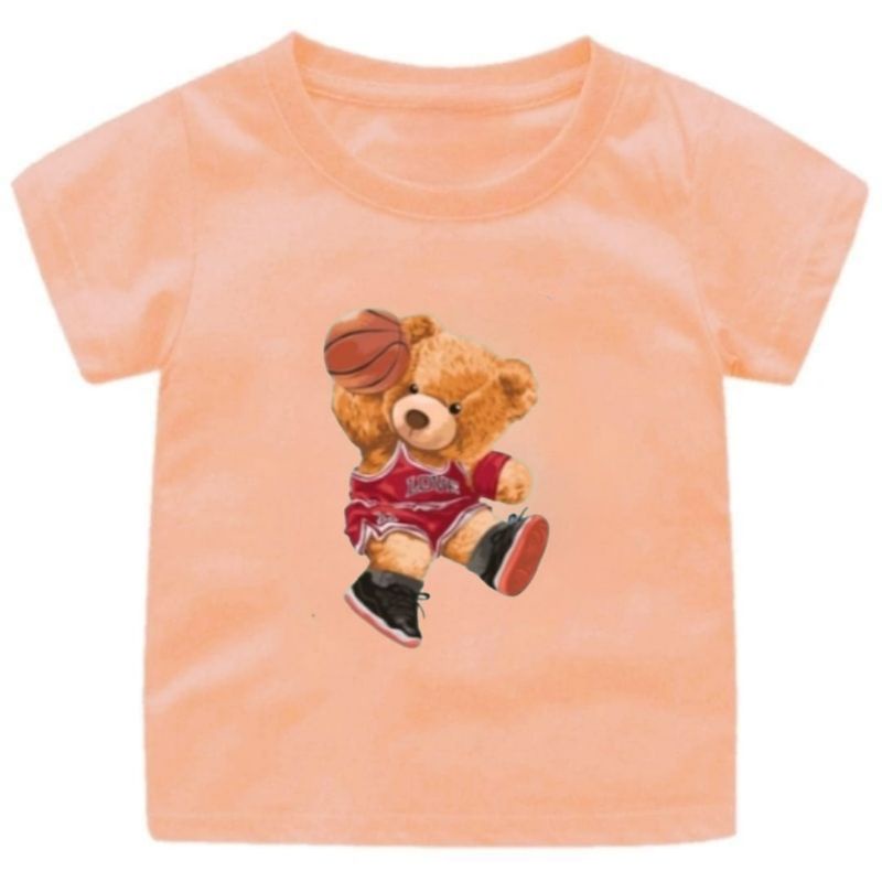 BAJU KAOS ANAK TEDDY BEAR BASKET CEWEK/COWOK 1-122 TAHUN UKURAN S,M,L,XL,XXL,XXXL