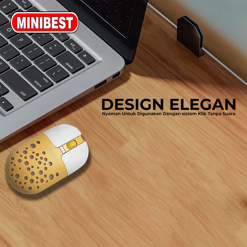 [MB] MN-B398 Yellow Mouse Wireless Bluetooth 1600DPI dengan Receiver USB untuk PC Laptop