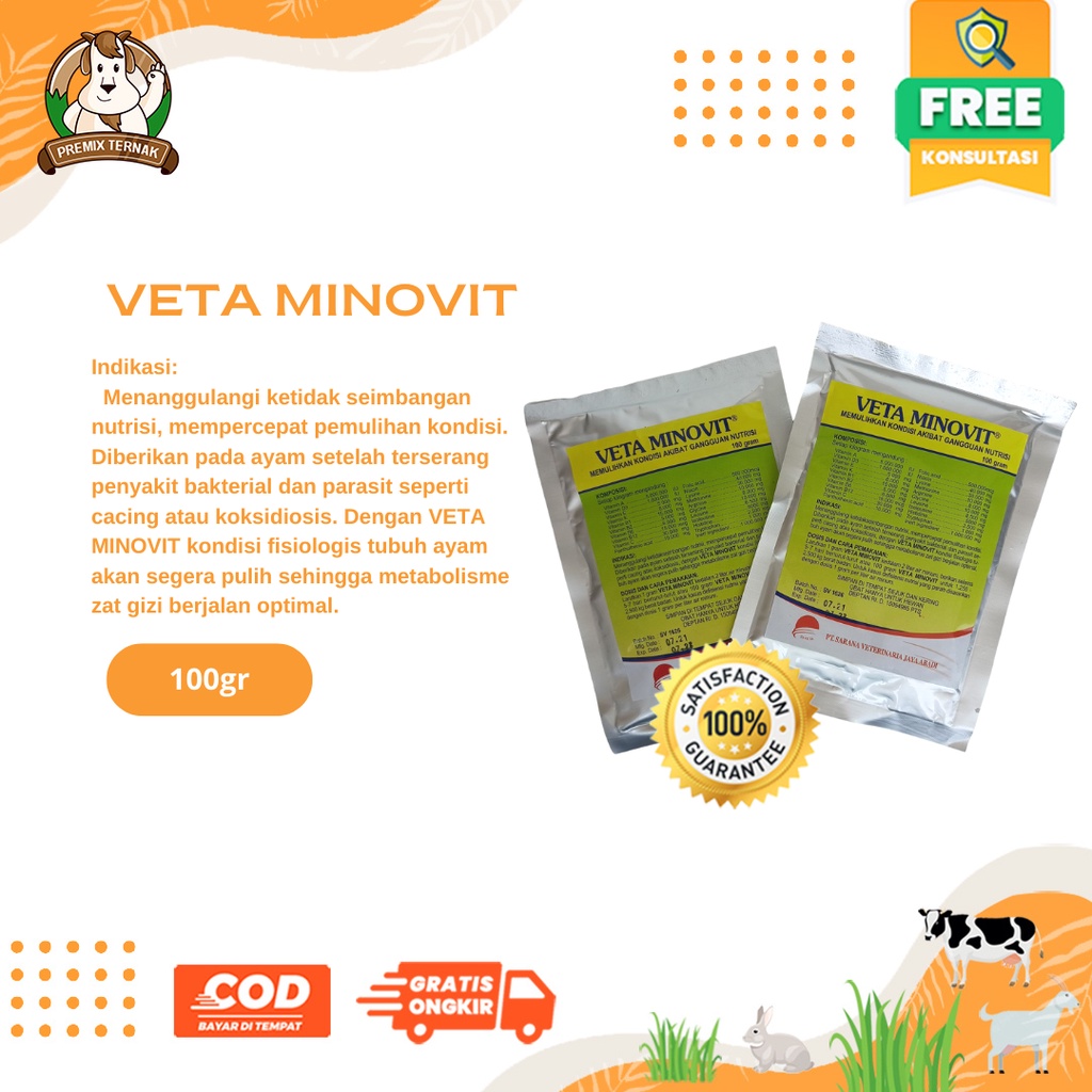 VETA MINOVIT 100 GR VITAMIN HEWAN ASAM AMINO - like Aminovit