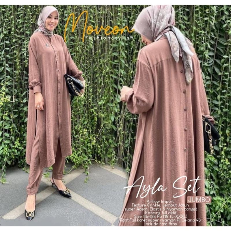 SETELAN TUNIK AIR FLOW || AYLA SET JUMBO
