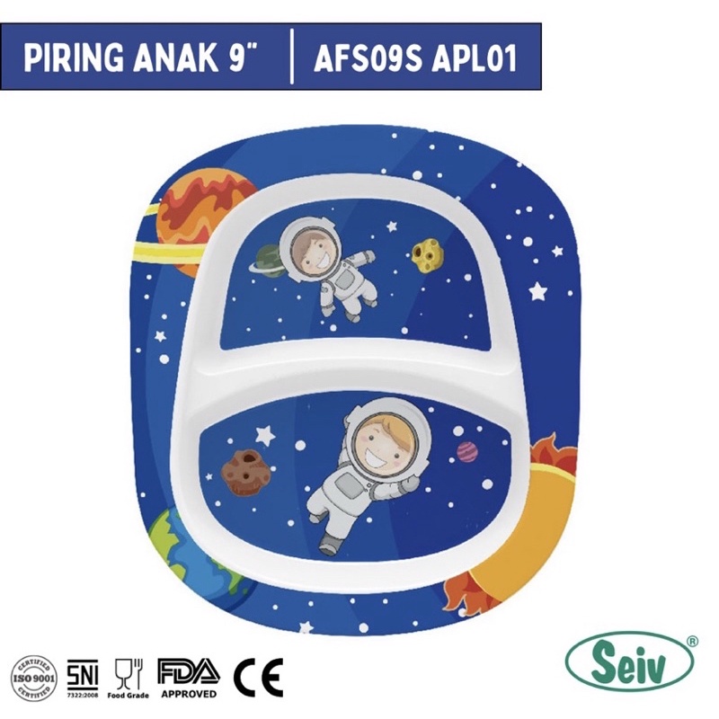 Piring Makan Anak 9” Sekat Melamine ONYX | Piring Makan Melamin Karakter Lucu | Piring Baby