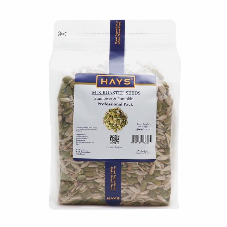 

PRODUK- MIX ROASTED SEEDS 500 GRAM (PUMPKIN SEEDS + SUNFLOWER SEEDS) / (BIJI LABU + BIJI BUNGA MATAHARI) 500 GRAM - HAYS .