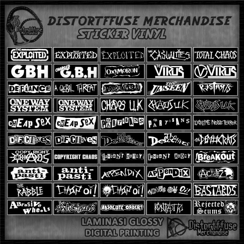 

Sticker Street Punk Band Sticker Vinyl Digital Printing Laminasi Glossy
