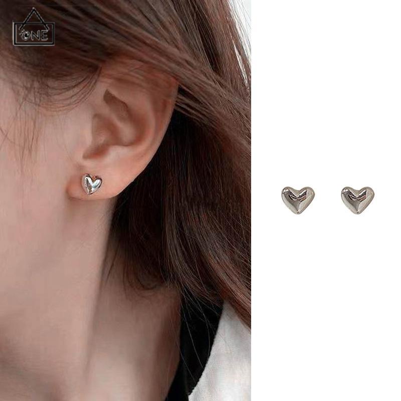 COD❤️Fashion Anting Mini Kecil Sederhana Perhiasan Telinga Logam Berbentuk Hati Manis Sederhana Wanita-A.one