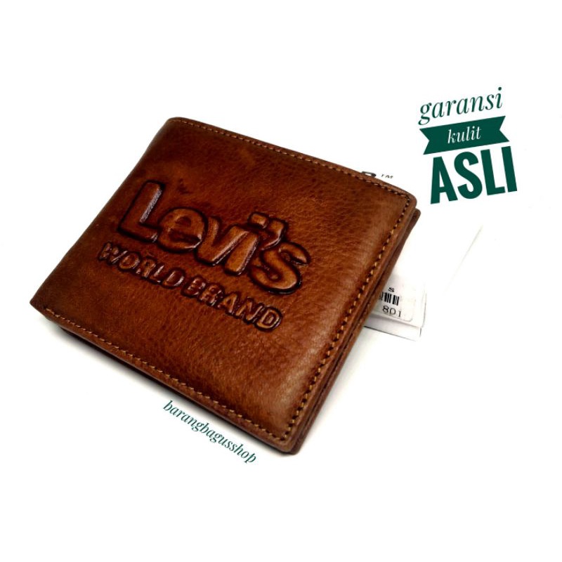 Dompet Import kulit asli pria cowok Levis simpel keren ukuran standard