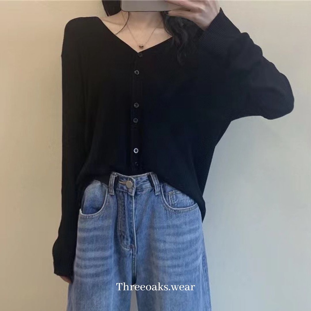 ALYSSAA CARDIGAN TOP - Atasan Kardigan Impor Premium Adem Nyaman Double Kancing Korean Style
