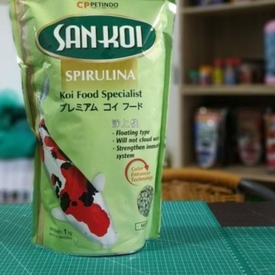 Pelet SAN KOI Spirulina medium 5mm 1kg pakan pelet ikan Koi