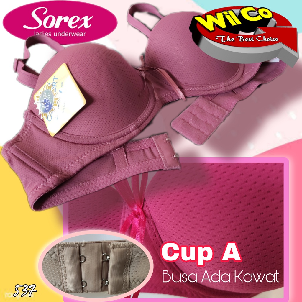 K537 - BRA WANITA SOREX BUSA ADA KAWAT DUA PENGAIT CUP A SIZE 34 - 38