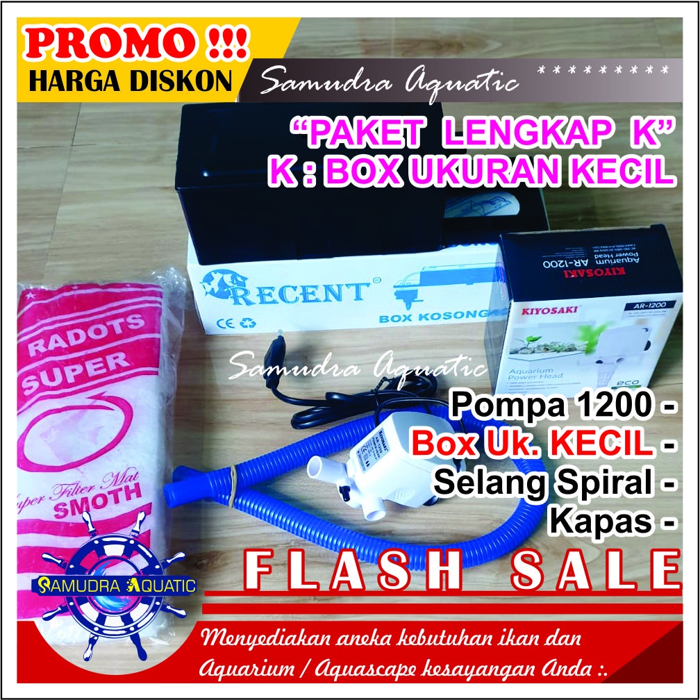 PAKET LENGKAP (K) KECIL 1200 Top Filter Aquarium KECIL &amp; Pompa Aquarium 1200 / HEMAT ENERGY (FREE Buble)