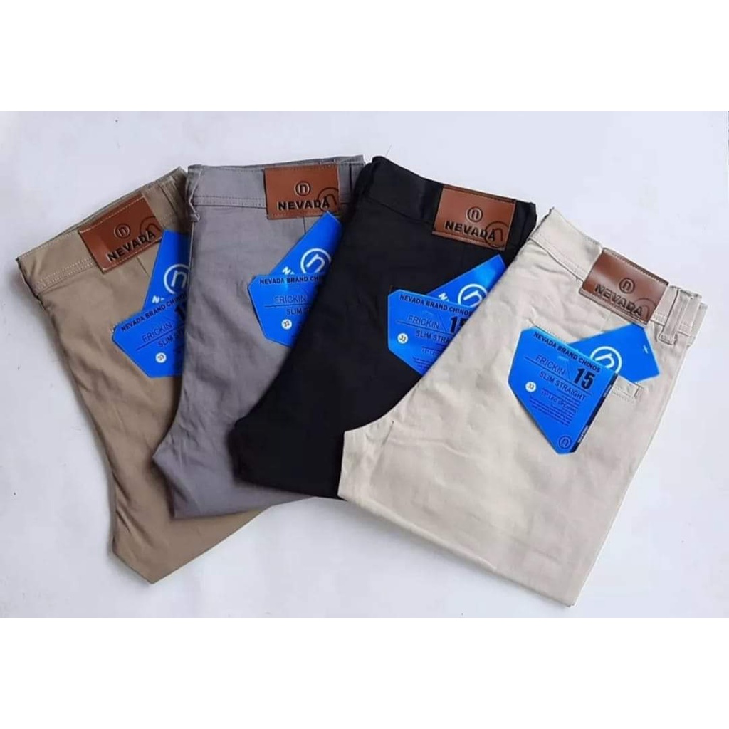 Celana Chinos Panjang Pria Bahan Stretch Slimfit Abu Hitam Krem Mocca Size 27 Sampai 38 JU18