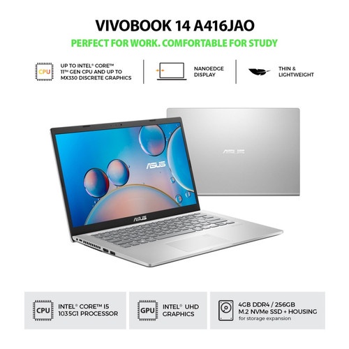 ASUS Vivobook 14 A416JAO i3 1005G1 8GB 512GB UHD Windows 11 + OHS