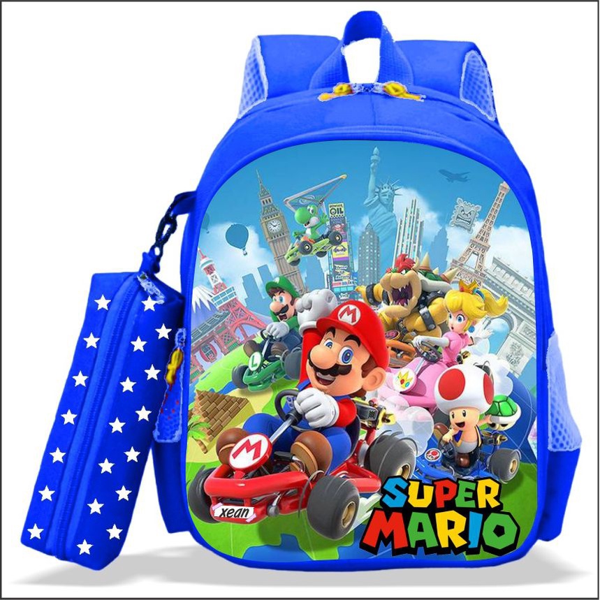 Tas Ransel Sekolah Anak Laki-Laki TK dan SD Karakter SUPER MARIO Kualitas PREMIUM Bisa COD Bonus Tem