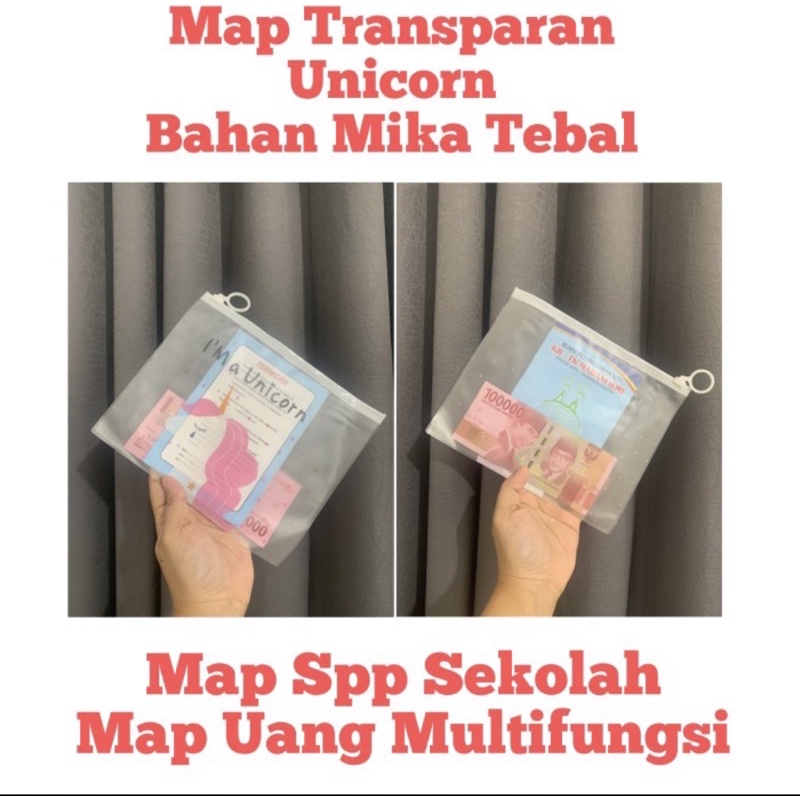 

Map SPP zipper uang zip pensil ziplock uang ukuran A5 zip unicorn