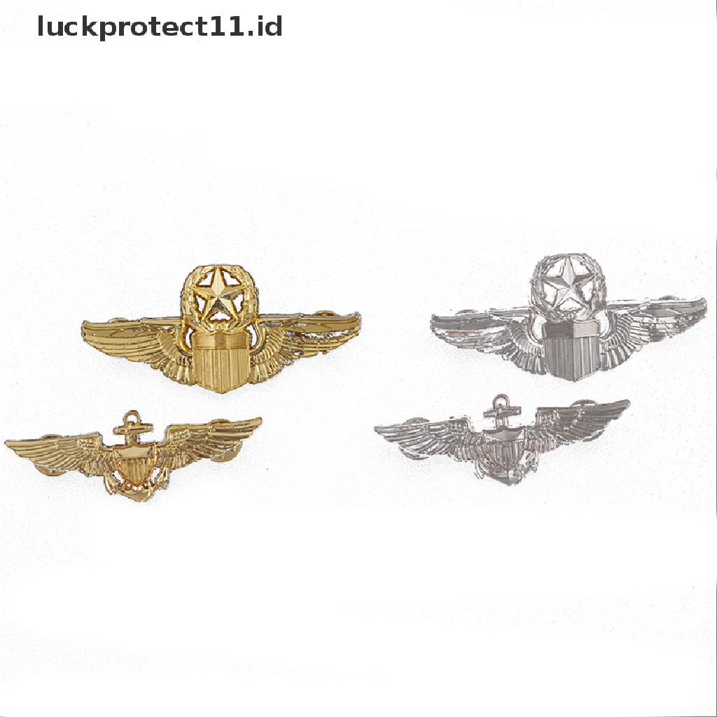 Pin Bros Lencana Bentuk Sayap Bahan Logam Gaya Militer