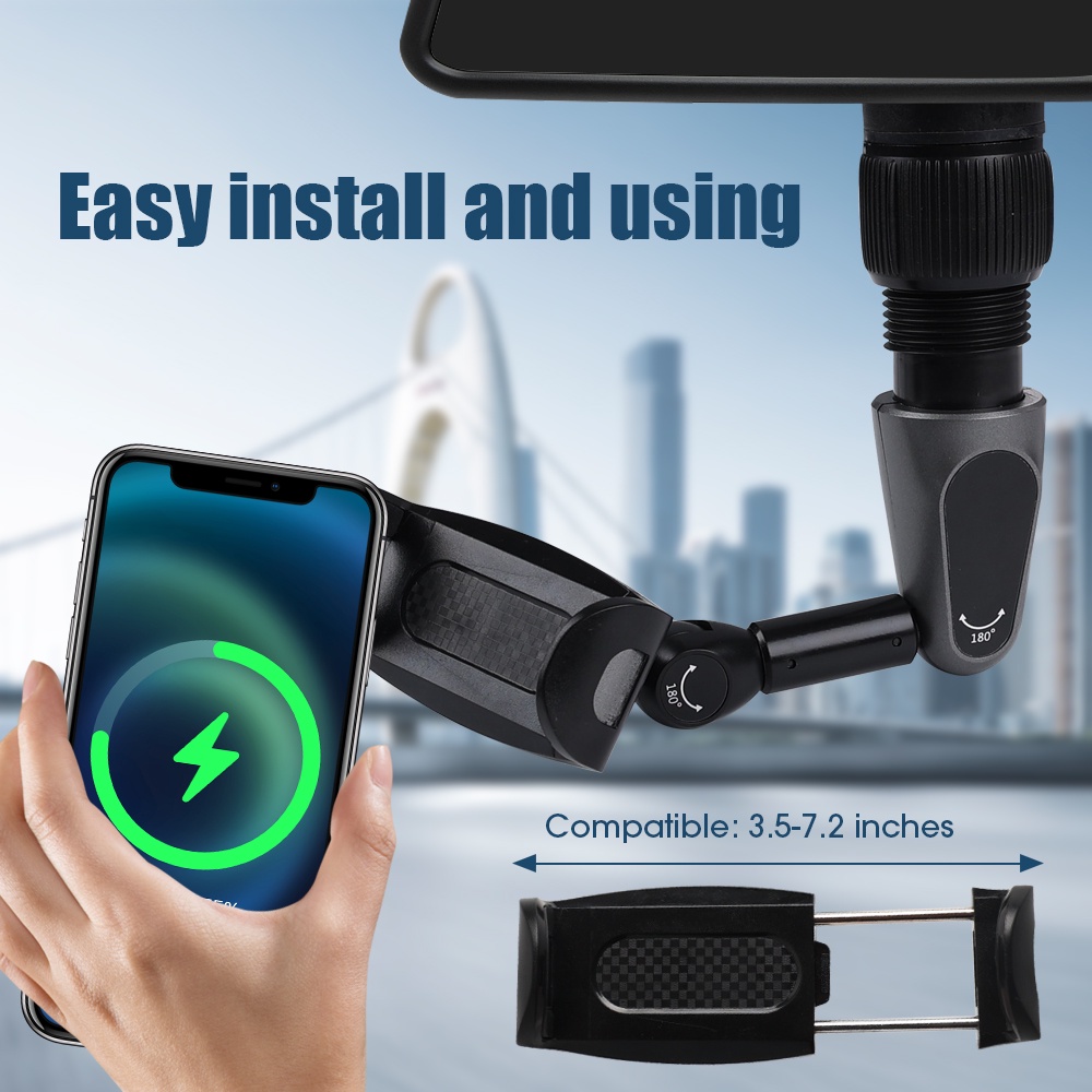 360° Braket Stand Holder Smartphone Mount Kaca Spion Tengah Mobil Multifungsi Universal