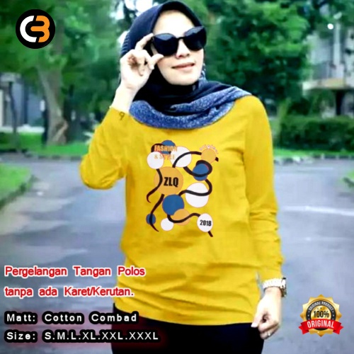 Sweater Kaos Atasan Zolaqu Jumbo Lengan Panjang Wanita Original Longsleve