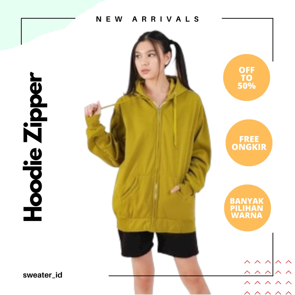 SWEATER_ID Hoodie Zipper Green Lime Polos Pria Wanita Fleece Tebal Premium M L XL XXL