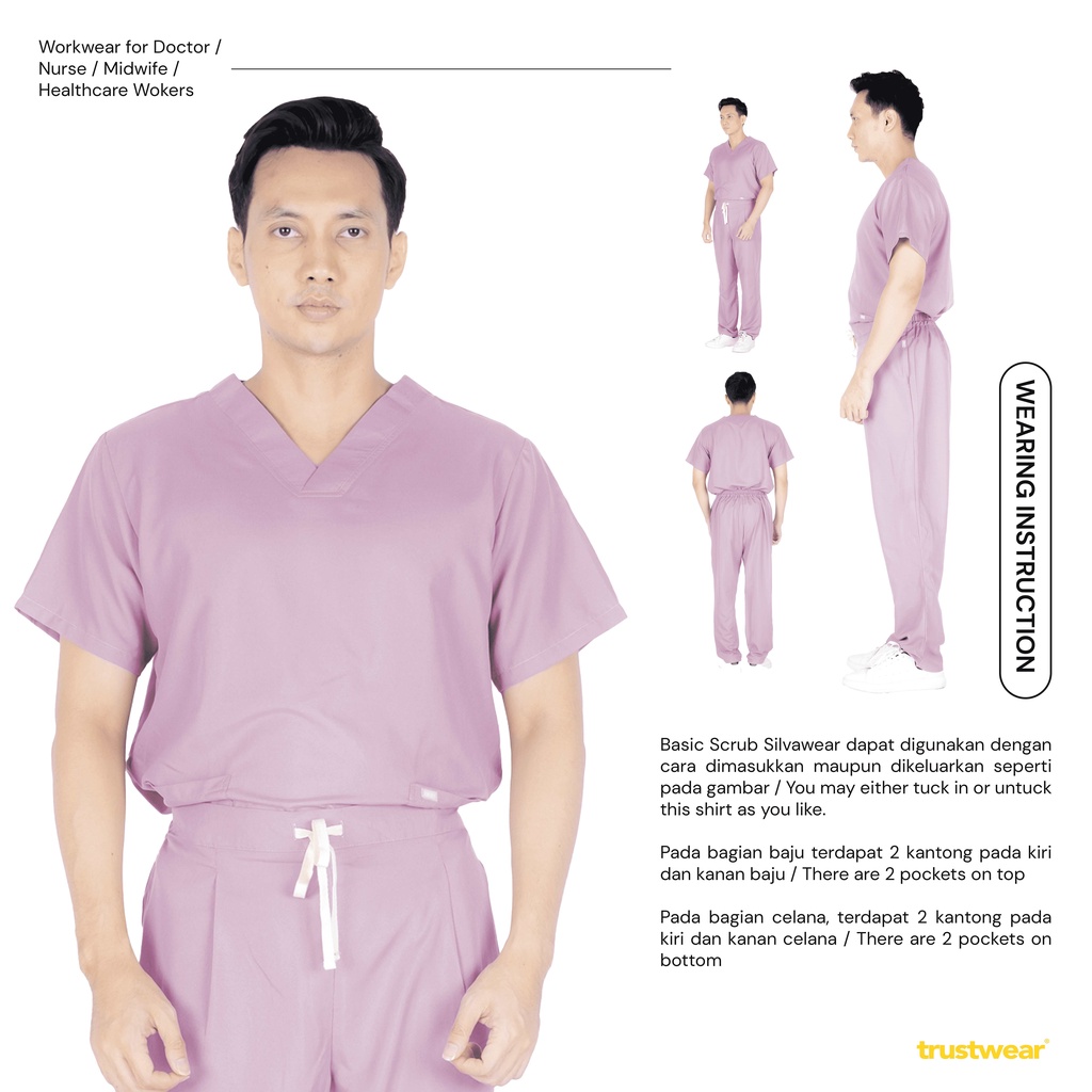 Doctor's Scrub / Baju Jaga OKA OK Perawat/Dokter Lengan Pendek II SILVAWEAR Hanya Baju Saja