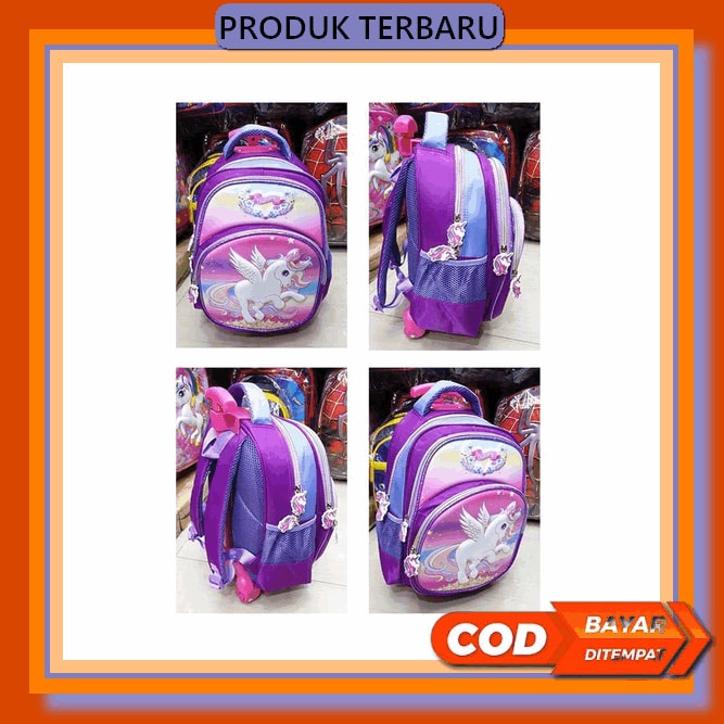 Tas Troli Tas Dorong Tas Sekolah Kaca Mata Barbie Anak Perempuan Tas Cover Dorong Anak Tk Sd Tas Tas