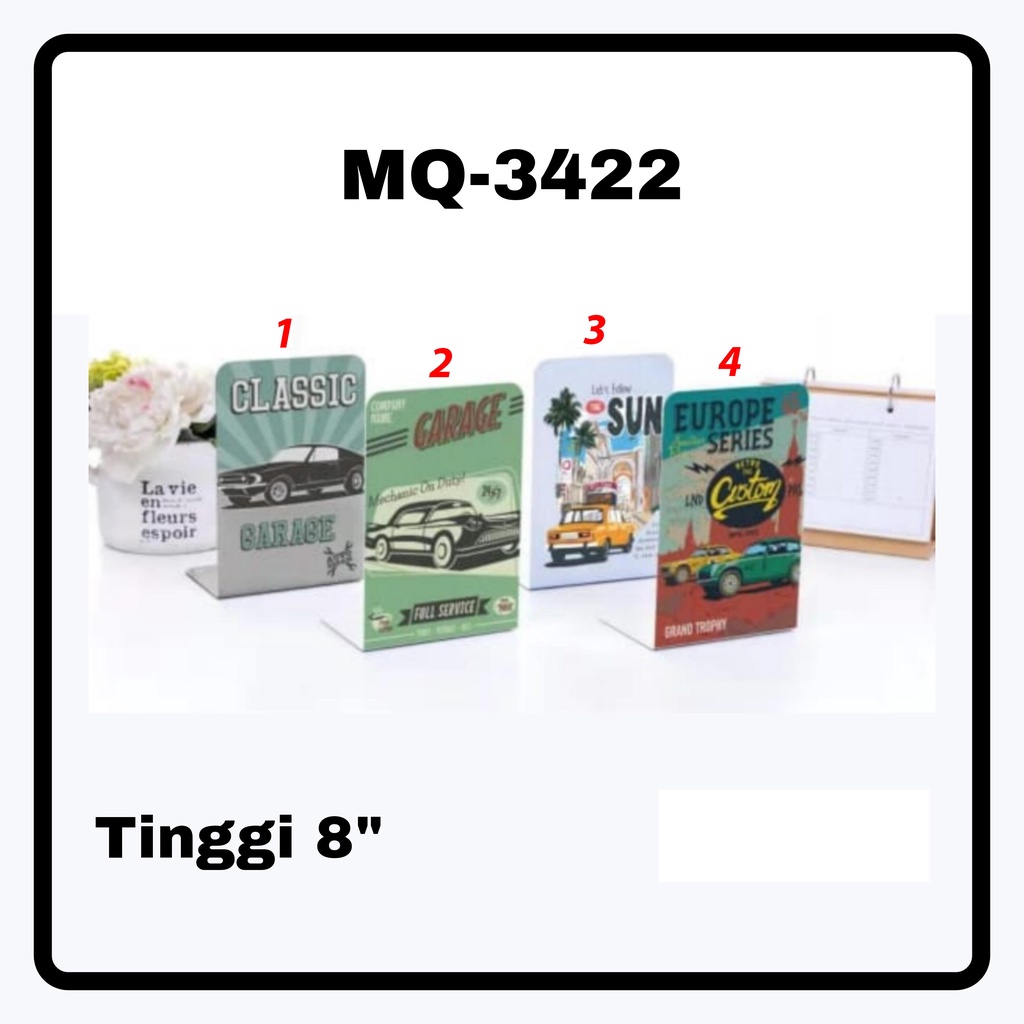 

HJK SOS Book End seri MQ (1 set/2 pcs) / Pembatas Buku Besi / Penyangga Buku/Sandaran Buku