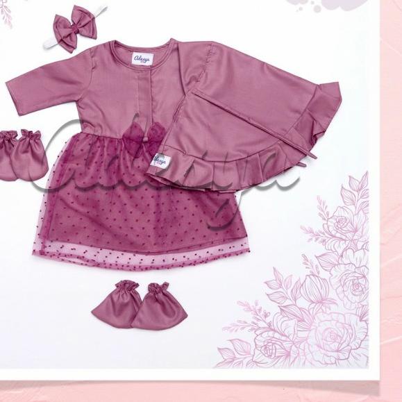 Baju muslim bayi perempuan/gamis newborn Navy - Alika Navy, Newborn