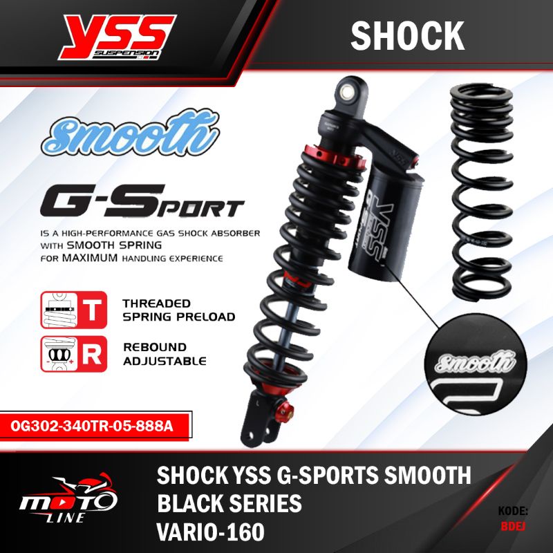 Shock Shockbreaker YSS G SPORT Vario 160 Smooth Black Series 340mm