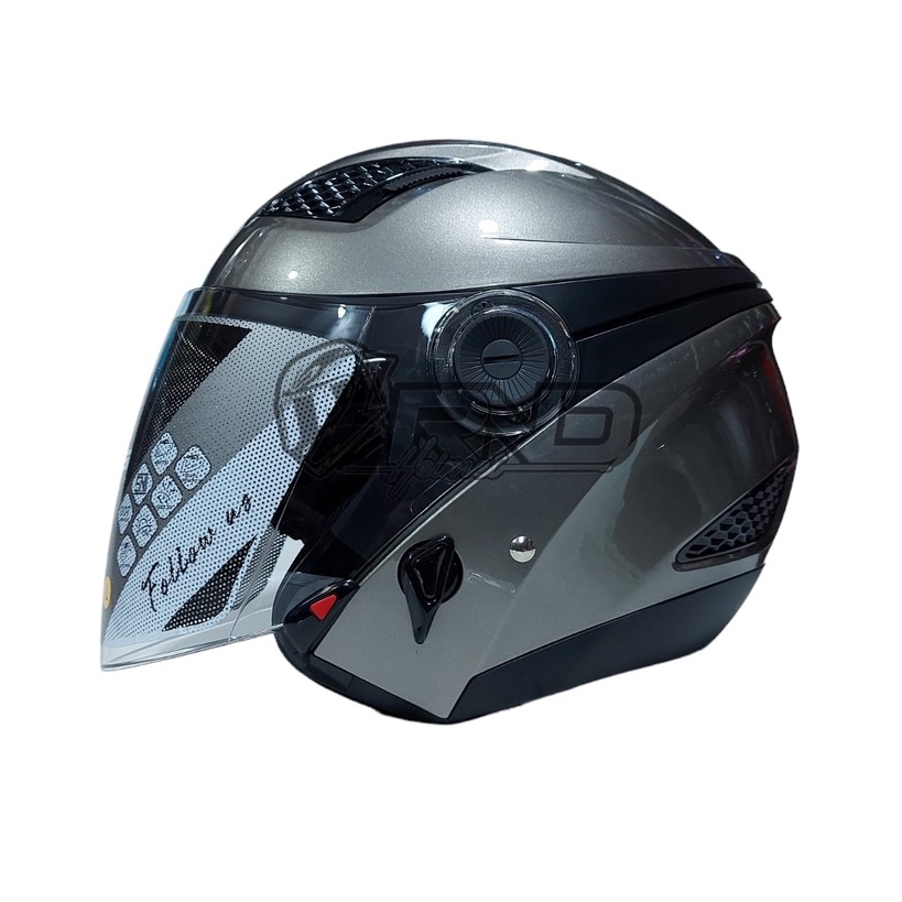 Helm Zeus 610 Dark Silver D sil Half Face Double Visor