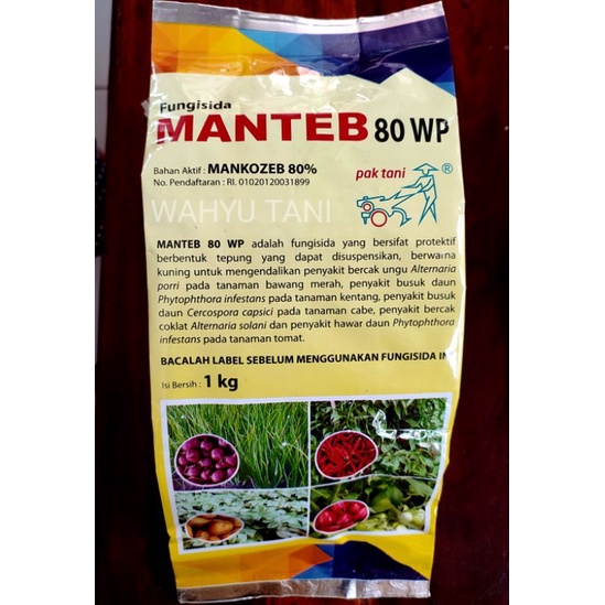 MANTEB 80 WP FUNGISIDA BAHAN AKTIF MANKOZEB 80% PAK TANI 1 KG