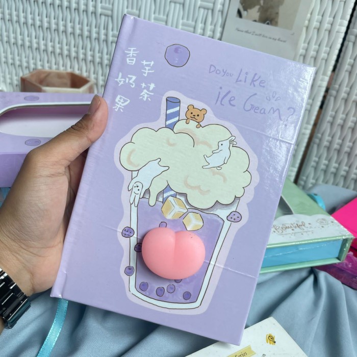 

Jurnal Buku Diary Gembok Boba Squishy Colorfull Unik Ready Lucu Grosir Cod