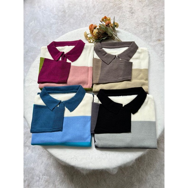 FREYA POLO SWEATER CROP MOTIF BLASTER PREMIUM