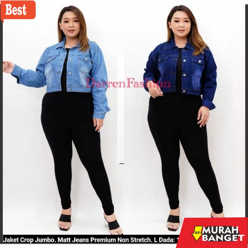 jaket hijaber Jaket Crop Jeans Jumbo Big Size Wanita