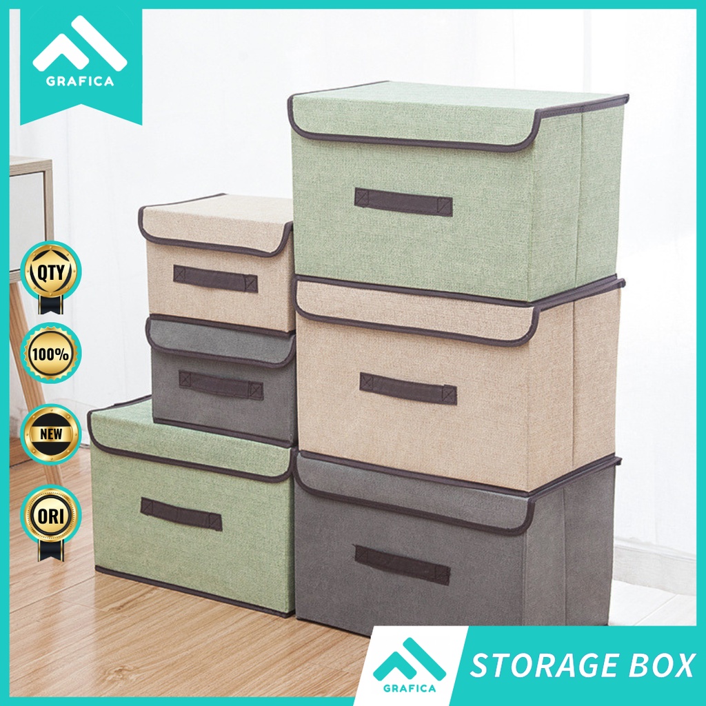 STORAGE BOX 2 IN 1 KOTAK TEMPAT PENYIMPANAN BAJU PAKAIAN AKSESORIS BONEKA MAINAN ANAK SREY BED COVER