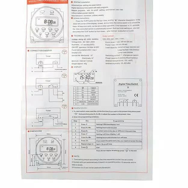 Switch Timer DC 12V 16A / Digital Programmable Timer Switch