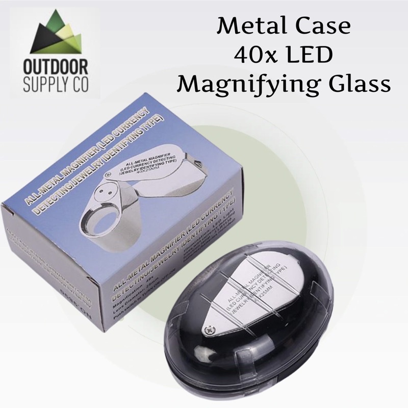 

9890 40X Magnification LED Magnifying Glass Metal Case 25mm Lens Kaca Pembesar