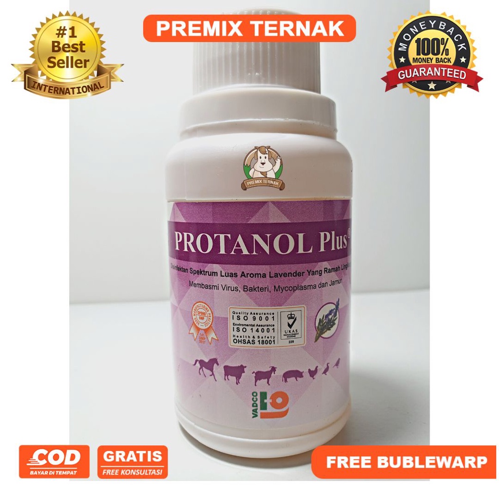 PROTANOL PLUS 100 ml - DISINFEKTAN SPEKTRUM LUAS AROMA LAVENDER RAMAH LINGKUNGAN - PEMBASMI VIRUS, BAKTERI, MYCOPLASMA DAN JAMUR