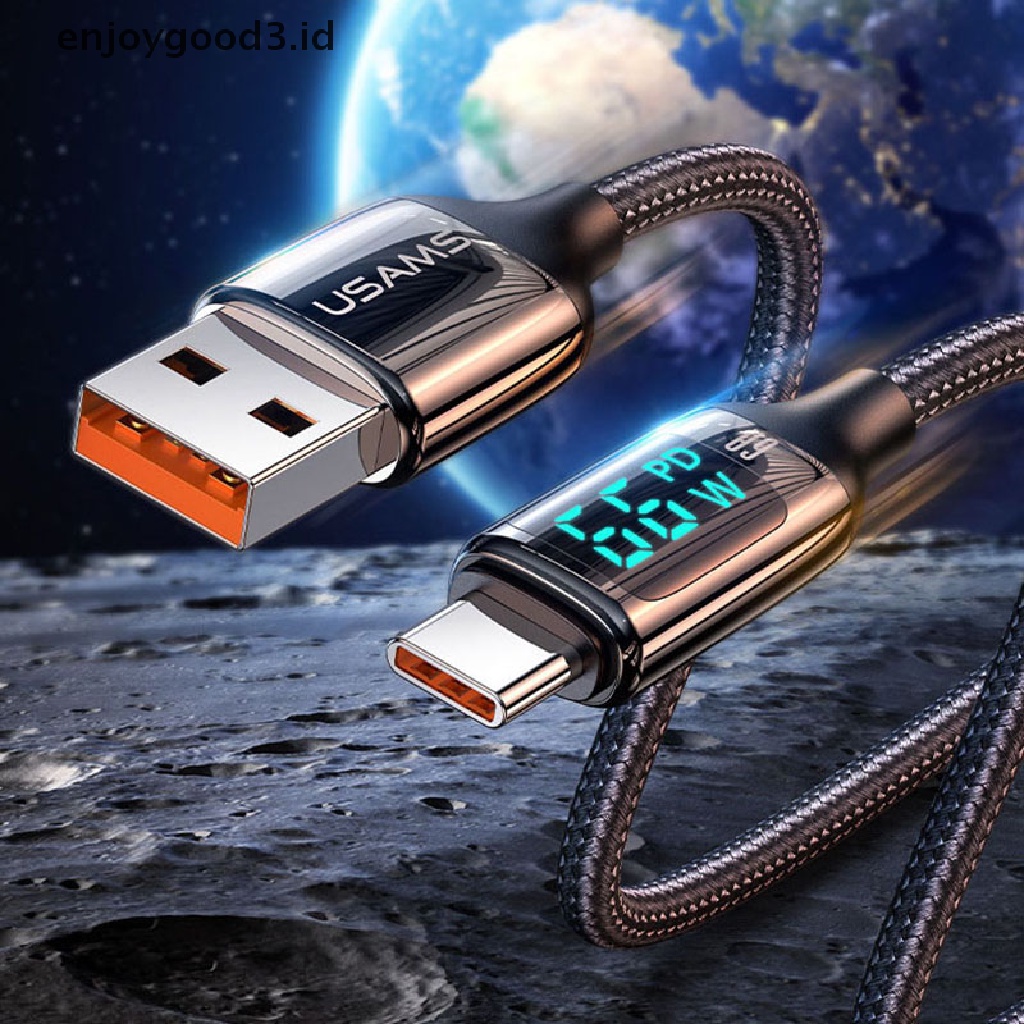 Kabel PD 100W Fast Charging 6A USB Ke Tipe-c Dengan Display LED