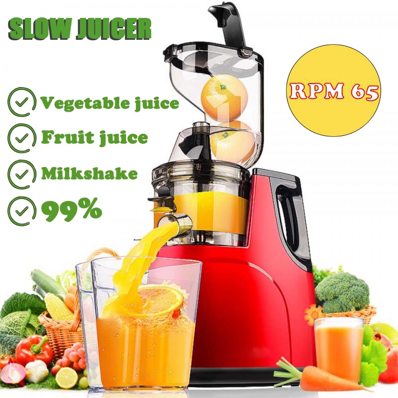 【Bisa COD】SLOW JUICER 99% Fresh Fruit Juice Teknologi Jerman Rpm 65 150w Fruit Extractor Blender Slow Chewing Cold Press Juicer