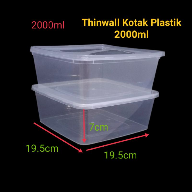 THINWALL 2000ML PERSEGI (25pcs)